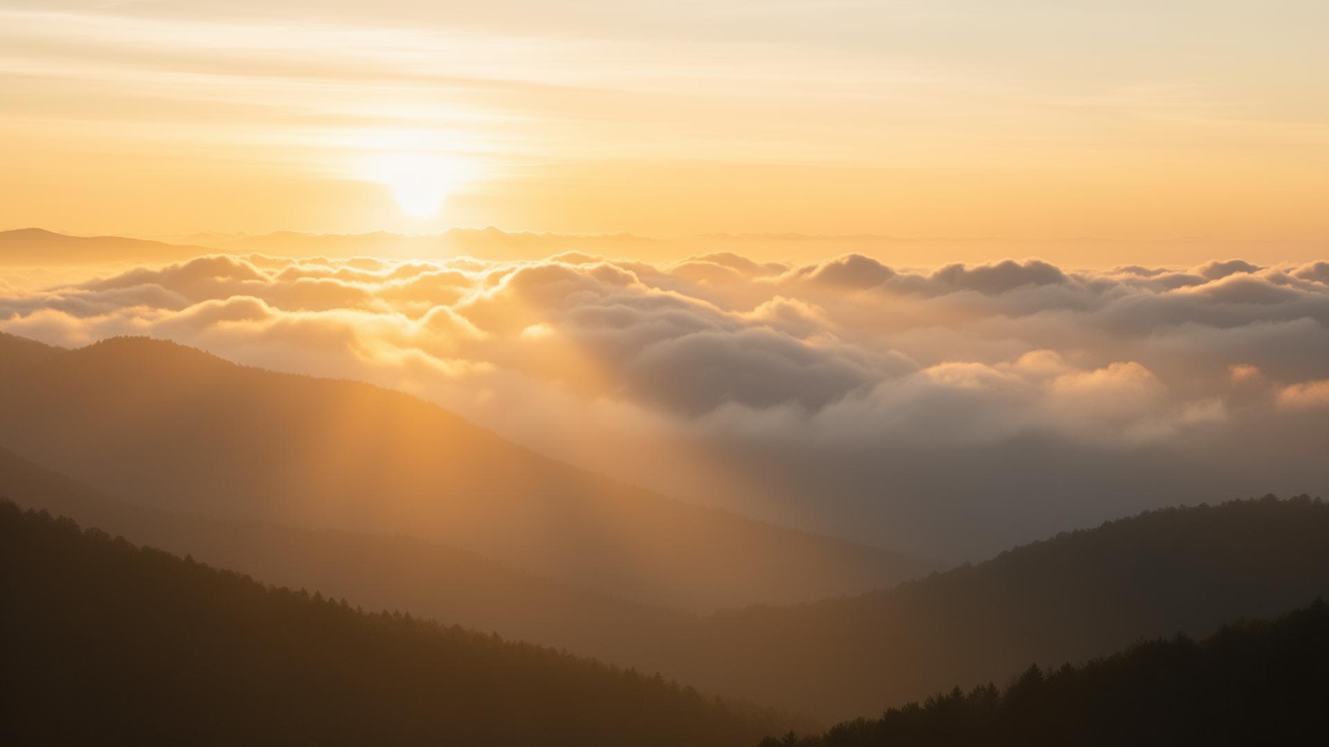 Amanecer dorado sobre las montañas